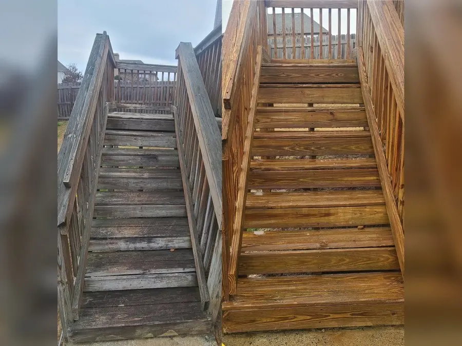 Before and after of wooden stairs